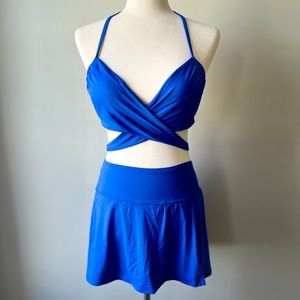 NWOT | Carmen Marc Valvo | Bikini Top & Swim Skirt | Blue | Top (S) Bottom (M)